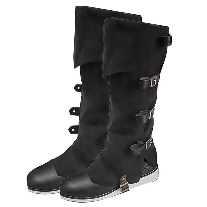 WorldNorse Viking Armor Leg Gaiters Boots Cover - Black - XL（50cm） - image 0