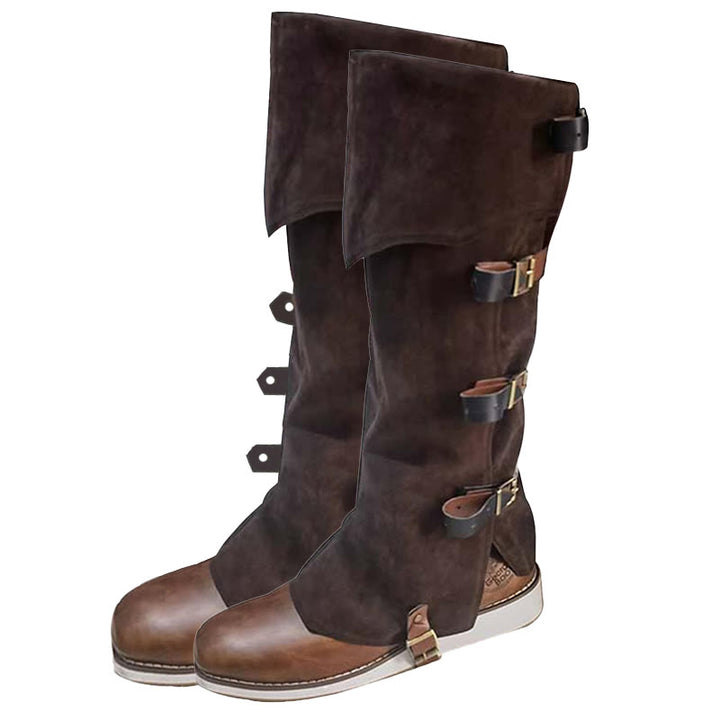 WorldNorse Viking Armor Leg Gaiters Boots Cover - Brown - XL（50cm） - image 12