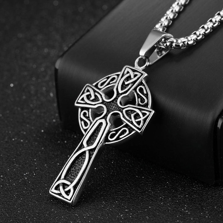 WorldNorse Hollow Celtic Trinity Knot Cross Necklace - Silver - image 1