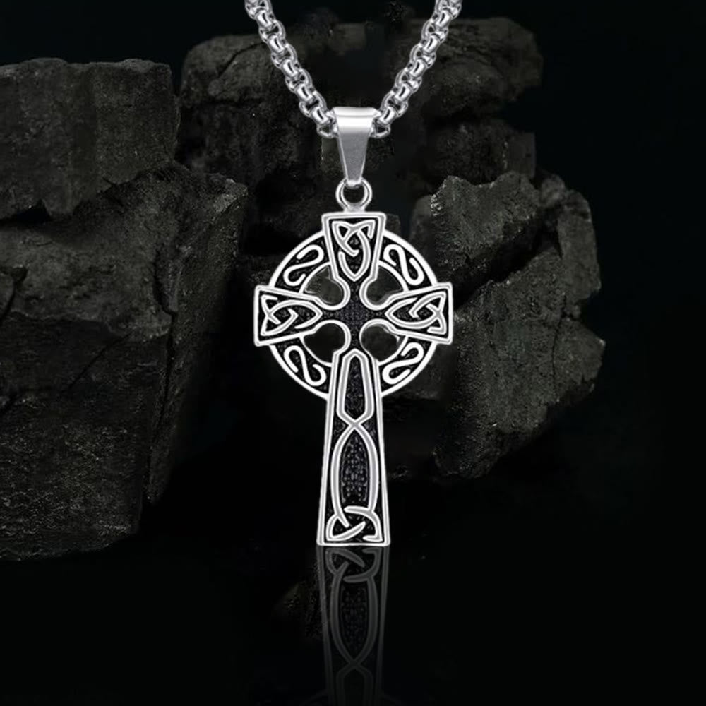 WorldNorse Hollow Celtic Trinity Knot Cross Necklace - image 3