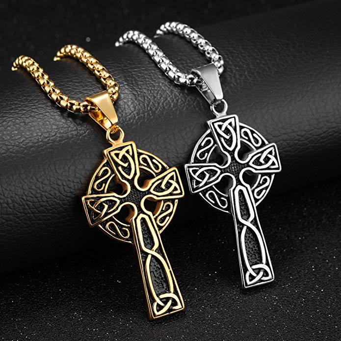 WorldNorse Hollow Celtic Trinity Knot Cross Necklace - image 0