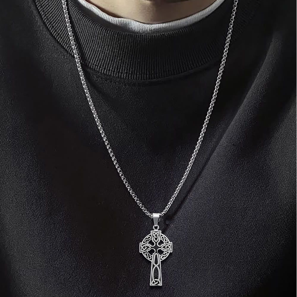 WorldNorse Hollow Celtic Trinity Knot Cross Necklace - image 2