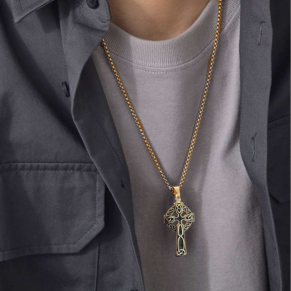 WorldNorse Hollow Celtic Trinity Knot Cross Necklace - image 8