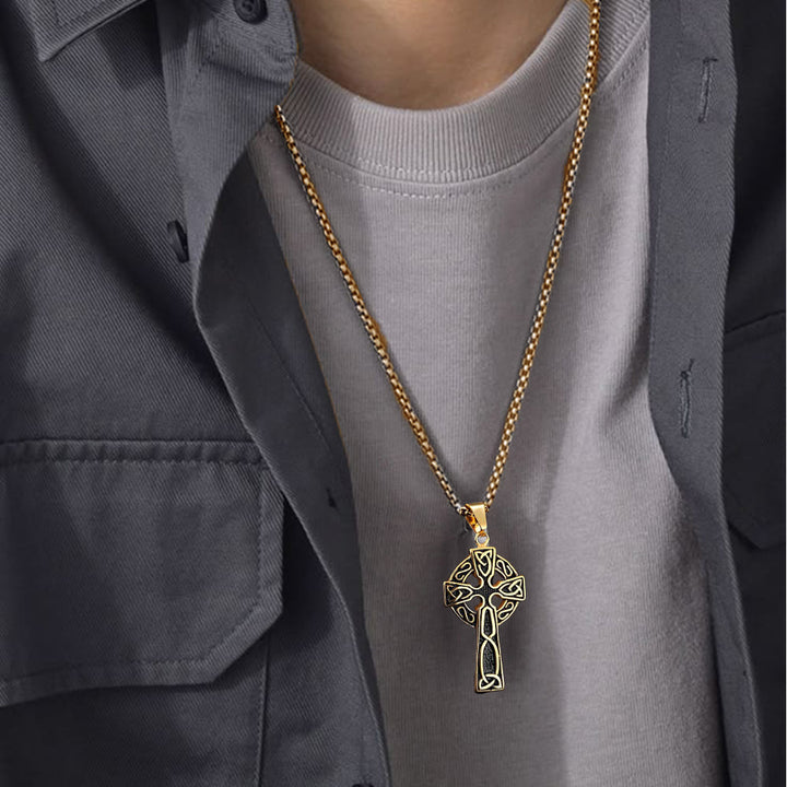 WorldNorse Hollow Celtic Trinity Knot Cross Necklace - image 8