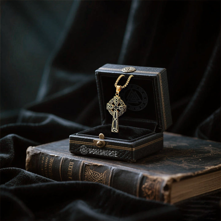 WorldNorse Hollow Celtic Trinity Knot Cross Necklace - image 11