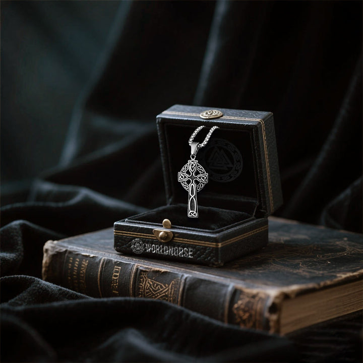 WorldNorse Hollow Celtic Trinity Knot Cross Necklace - image 5