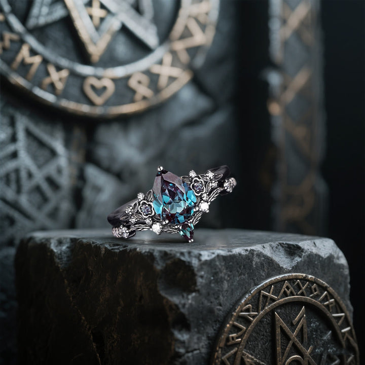 WorldNorse Nordic Floral Alexandrite Ring Set - image 3