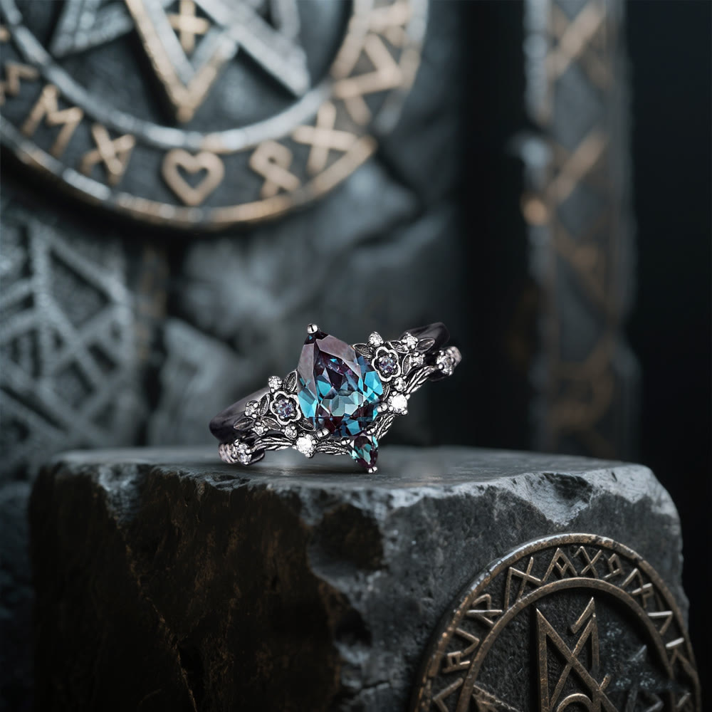 WorldNorse Nordic Floral Alexandrite Ring Set - image 3