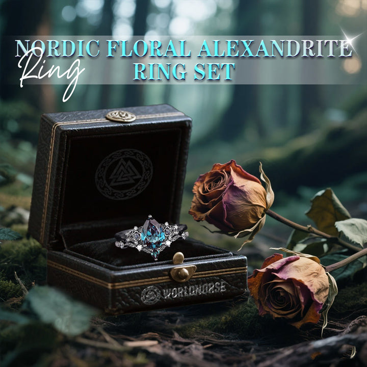 WorldNorse Nordic Floral Alexandrite Ring Set - image 3
