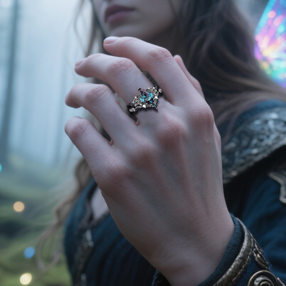 WorldNorse Nordic Floral Alexandrite Ring Set - image 1