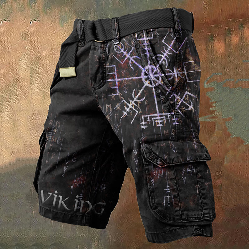 WorldNorse Mystic Rune Vegvisir Cargo Shorts - US/UK/AU50，EU60 (5XL) - image 0