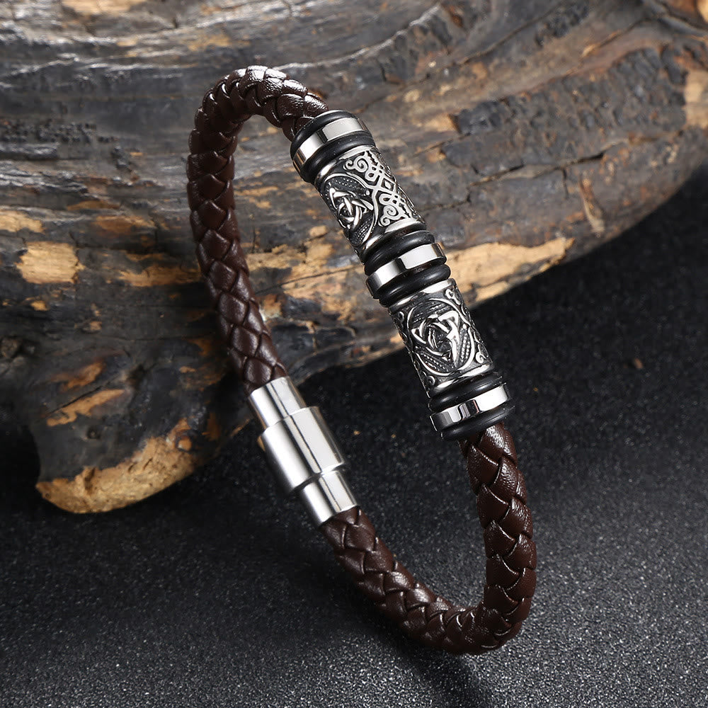 WorldNorse Vintage Celtic Knot Bead Leather Bracelet - Brown - 23.5cm - image 11