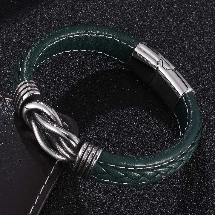 WorldNorse Men's Infinity Knot Leather Bracelet - Green - 23.5cm - image 1