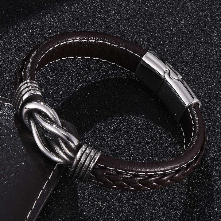WorldNorse Men's Infinity Knot Leather Bracelet - Brown - 23.5cm - image 7