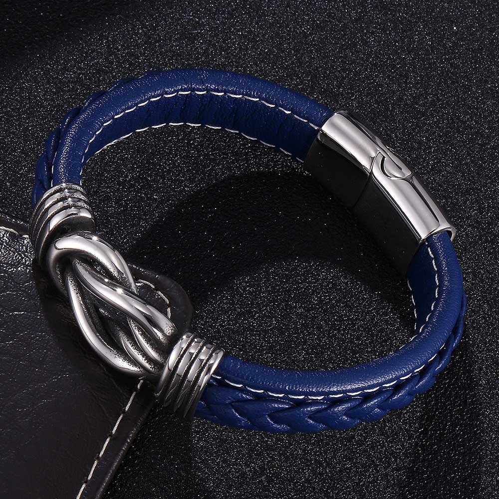 WorldNorse Men's Infinity Knot Leather Bracelet - Blue - 23.5cm - image 5