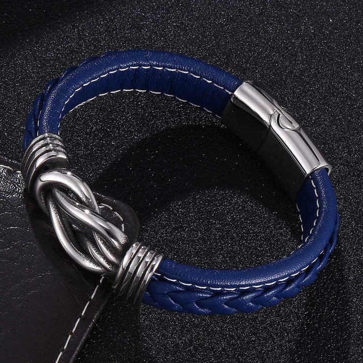 WorldNorse Men's Infinity Knot Leather Bracelet - Blue - 23.5cm - image 5