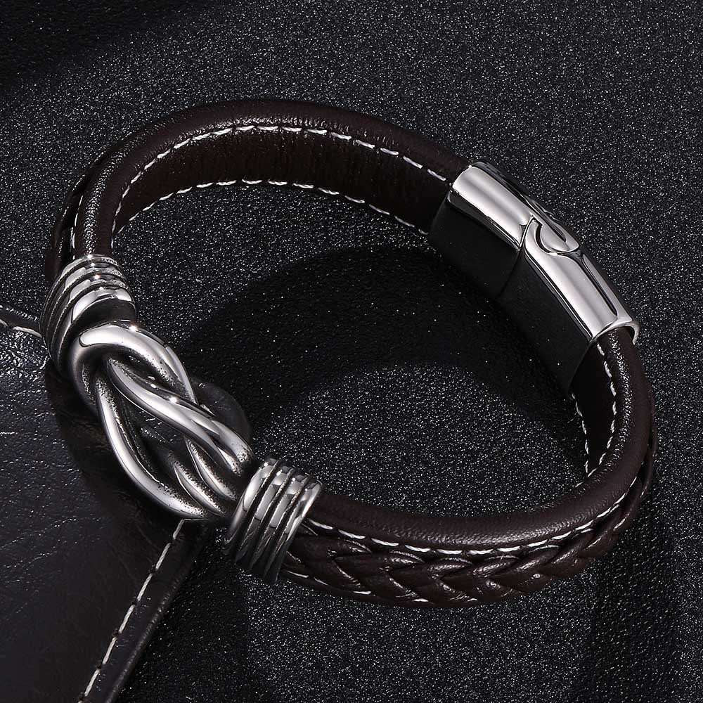 WorldNorse Men's Infinity Knot Leather Bracelet - Brown - 23.5cm - image 6