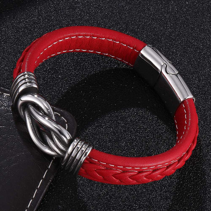 WorldNorse Men's Infinity Knot Leather Bracelet - Red - 23.5cm - image 4