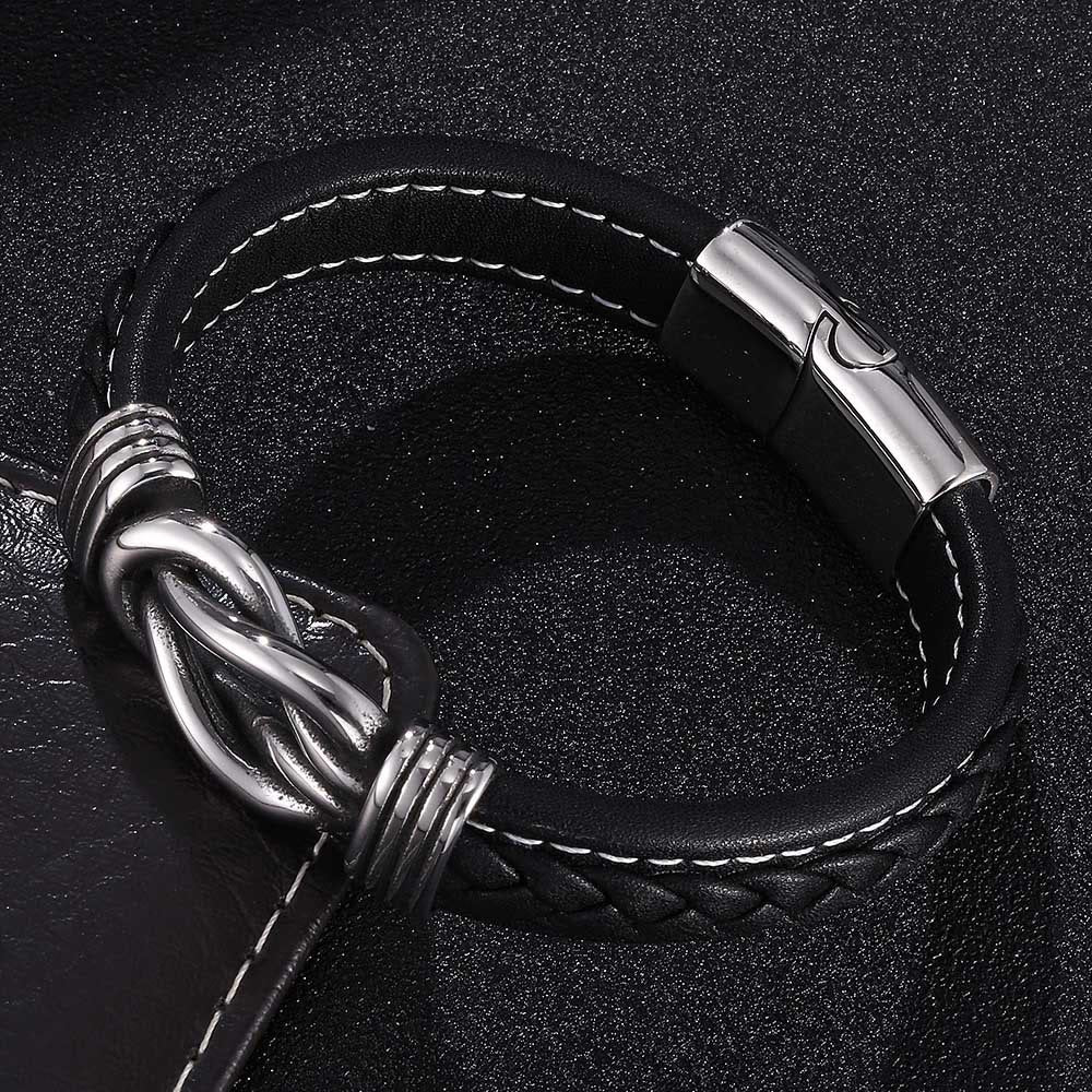 WorldNorse Men's Infinity Knot Leather Bracelet - Black - 23.5cm - image 6
