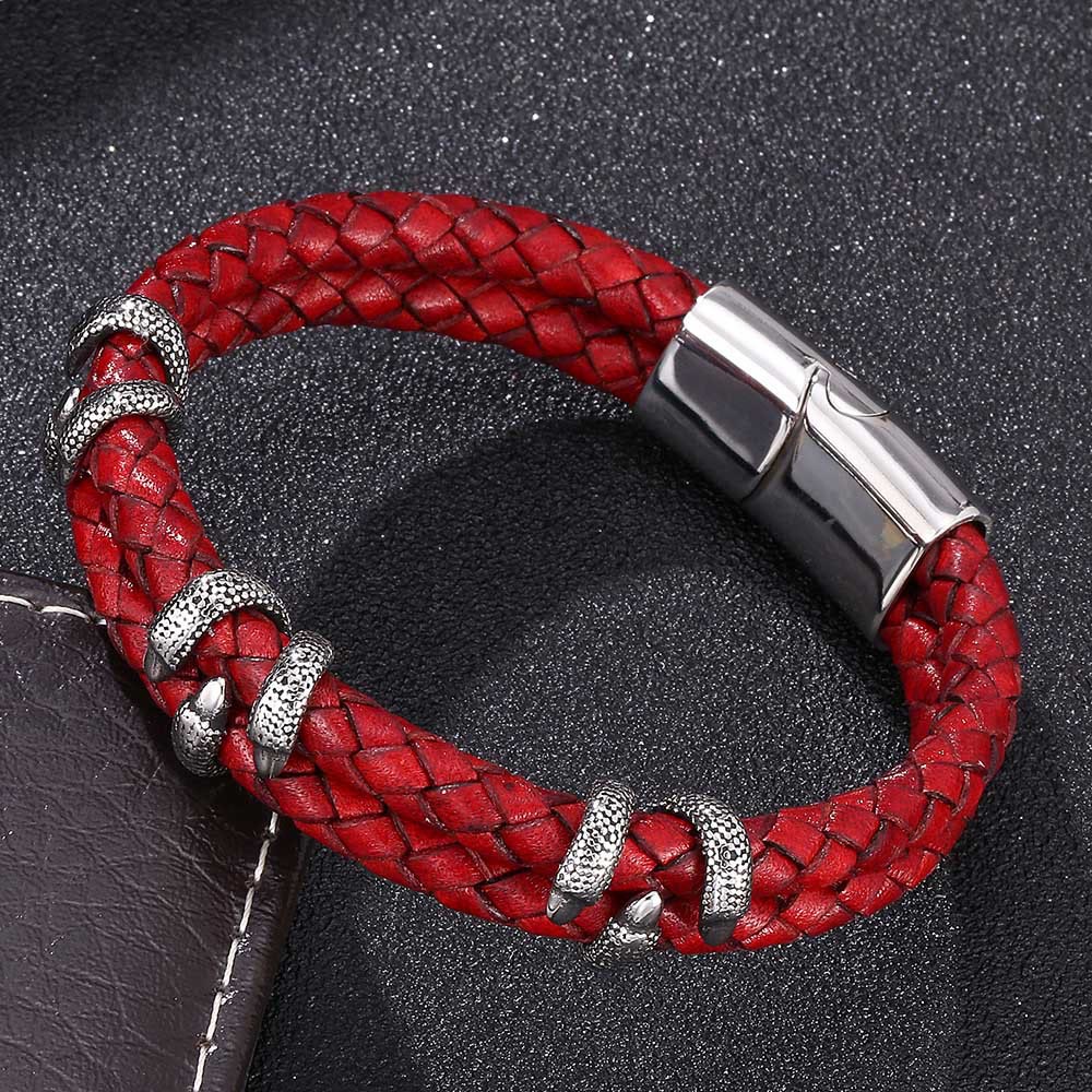 WorldNorse Dragon Claw Double Layer Bracelet - Red & Silver - 23.5cm - image 6