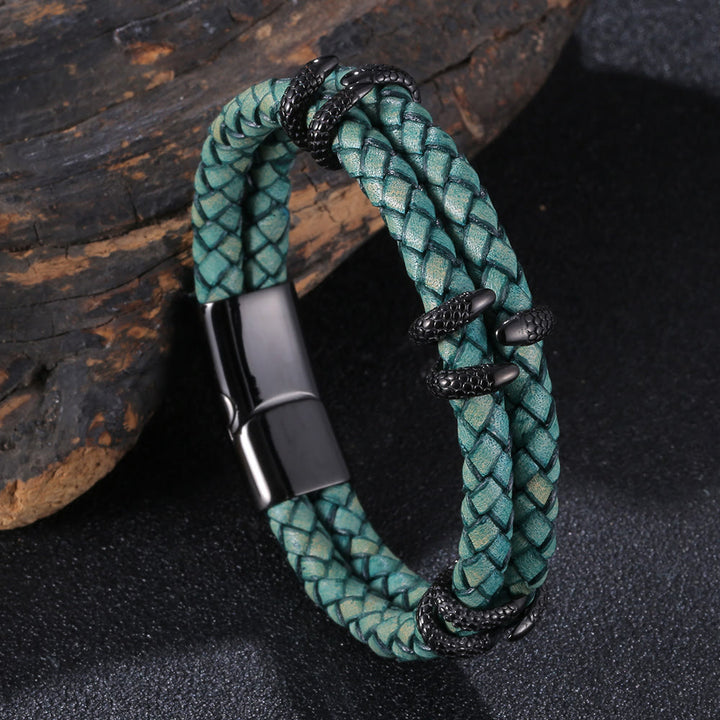 WorldNorse Dragon Claw Double Layer Bracelet - Green & Black - 23.5cm - image 19