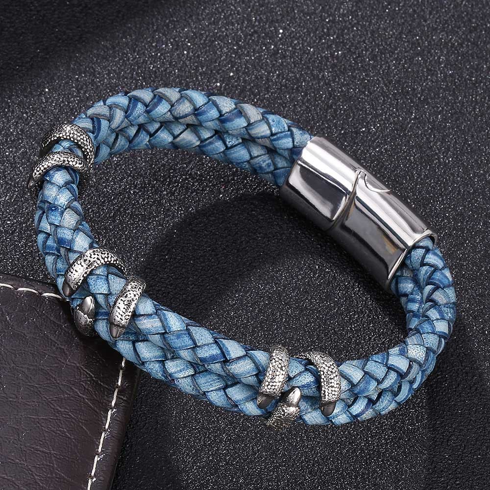 WorldNorse Dragon Claw Double Layer Bracelet - Blue & Silver - 23.5cm - image 1