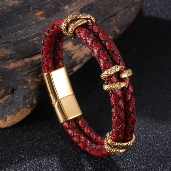 WorldNorse Dragon Claw Double Layer Bracelet - Red & Gold - 23.5cm - image 7