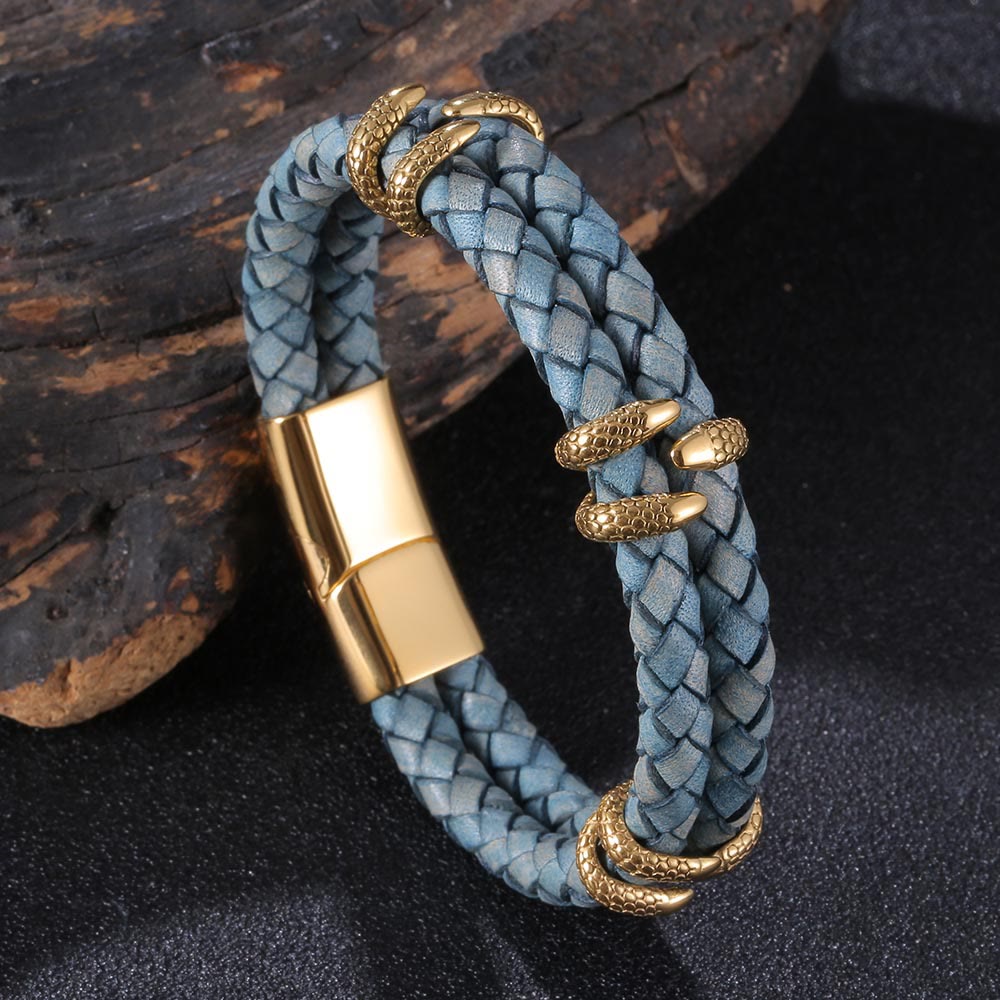 WorldNorse Dragon Claw Double Layer Bracelet - Blue & Gold - 23.5cm - image 4