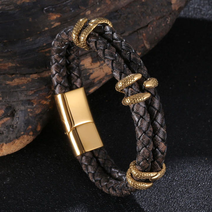 WorldNorse Dragon Claw Double Layer Bracelet - Dark Gray & Gold - 23.5cm - image 13