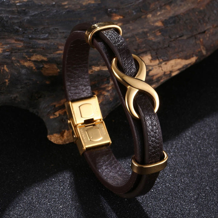 WorldNorse Number Eight Lucky Bracelet - Brown & Gold - 20.5cm - image 1