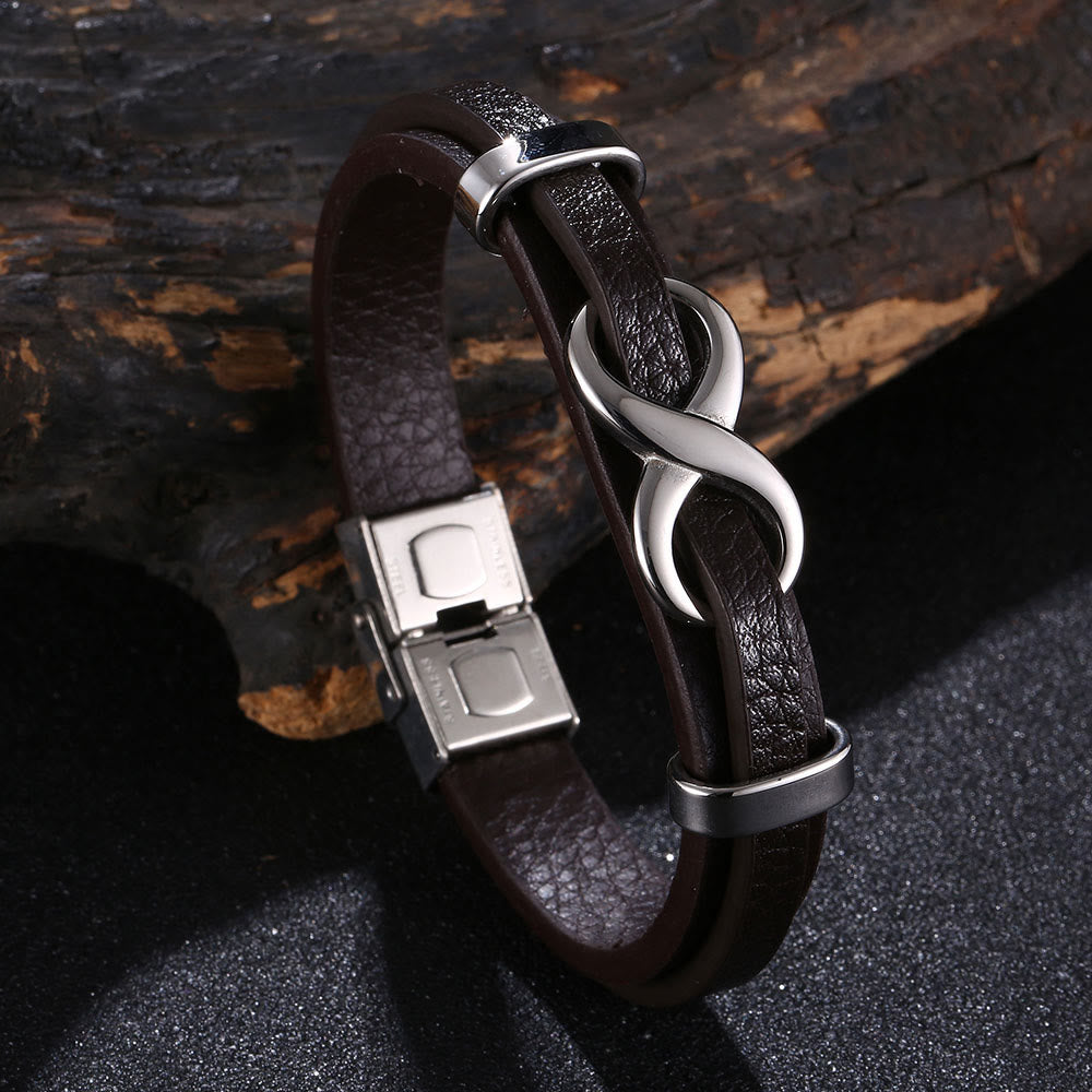 WorldNorse Number Eight Lucky Bracelet - Brown & Silver - 20.5cm - image 3