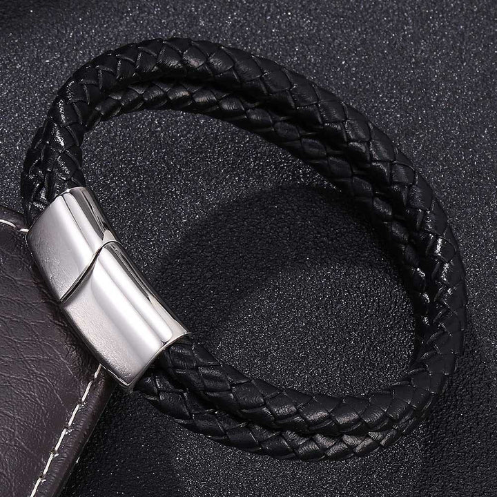 WorldNorse Double Layered Braided Bracelet - Black - 23.5cm - image 4
