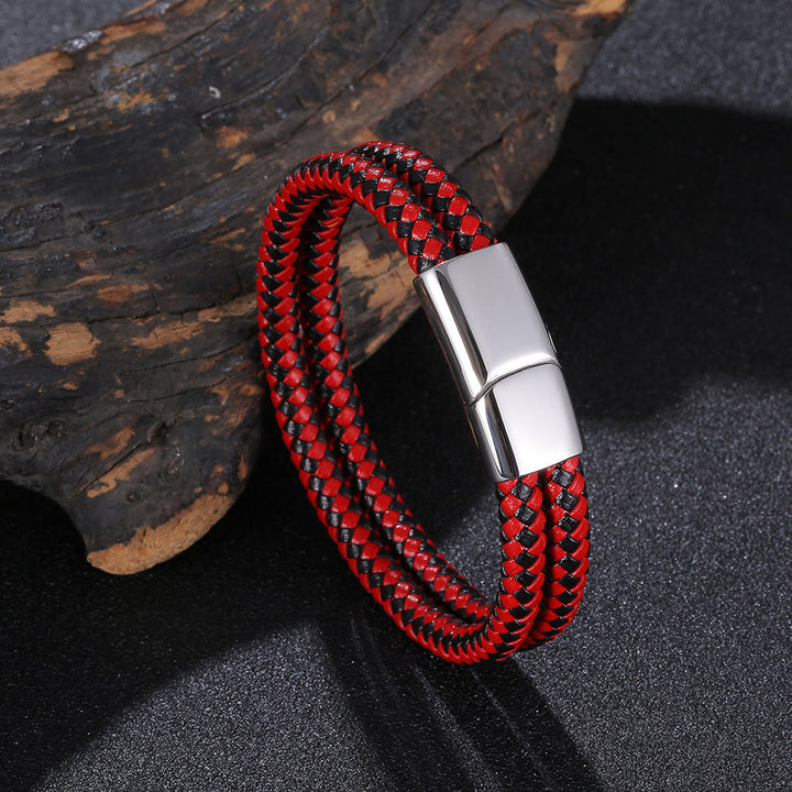 WorldNorse Double Layered Braided Bracelet - Red & Black - 23.5cm - image 13