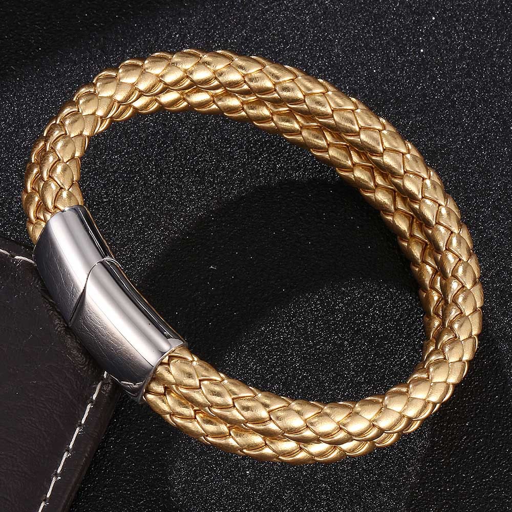 WorldNorse Double Layered Braided Bracelet - Gold - 23.5cm - image 9