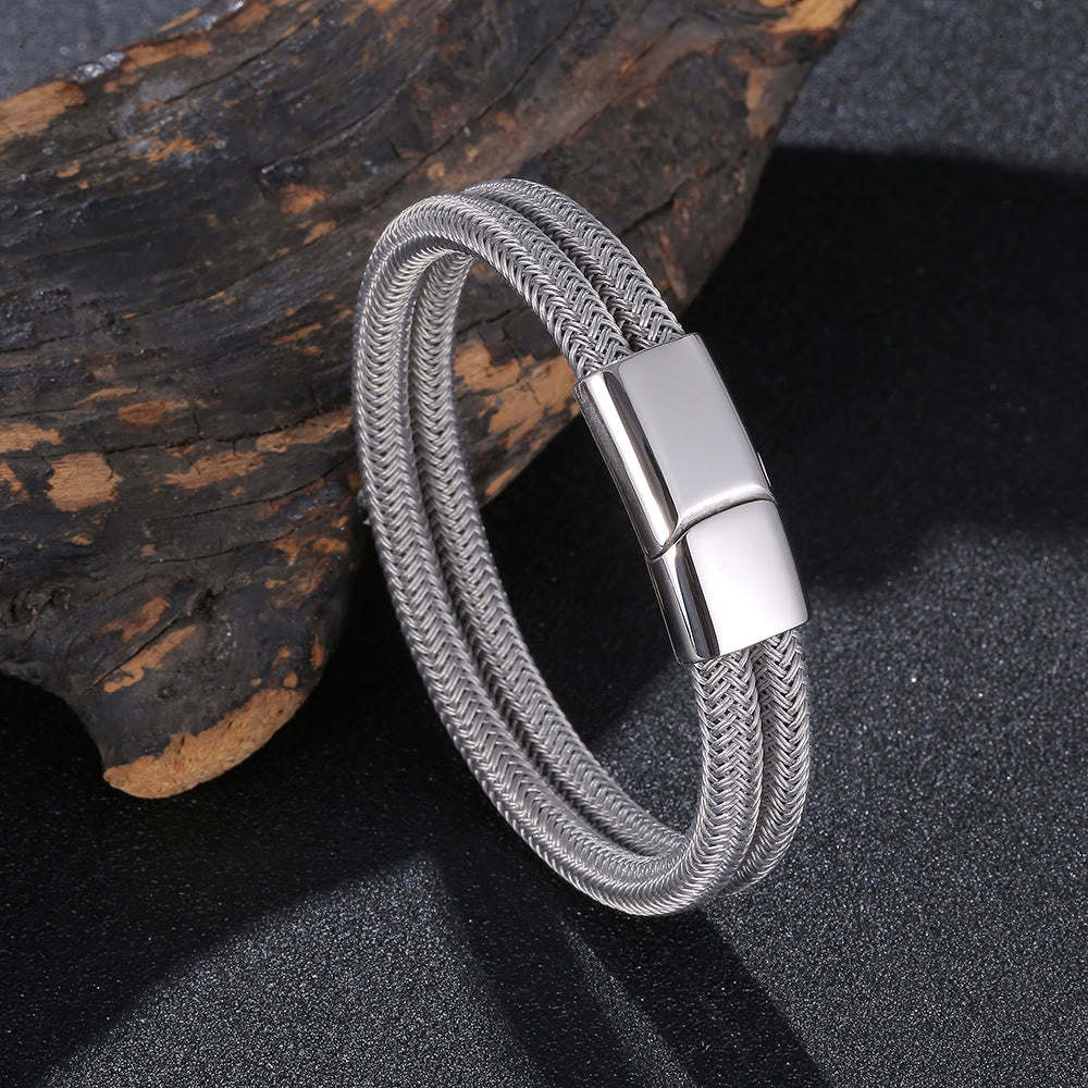 WorldNorse Double Layered Braided Bracelet - Silver - 23.5cm - image 12