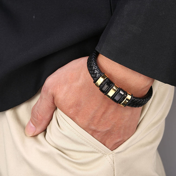WorldNorse Black Braided Leather Bracelet - image 4