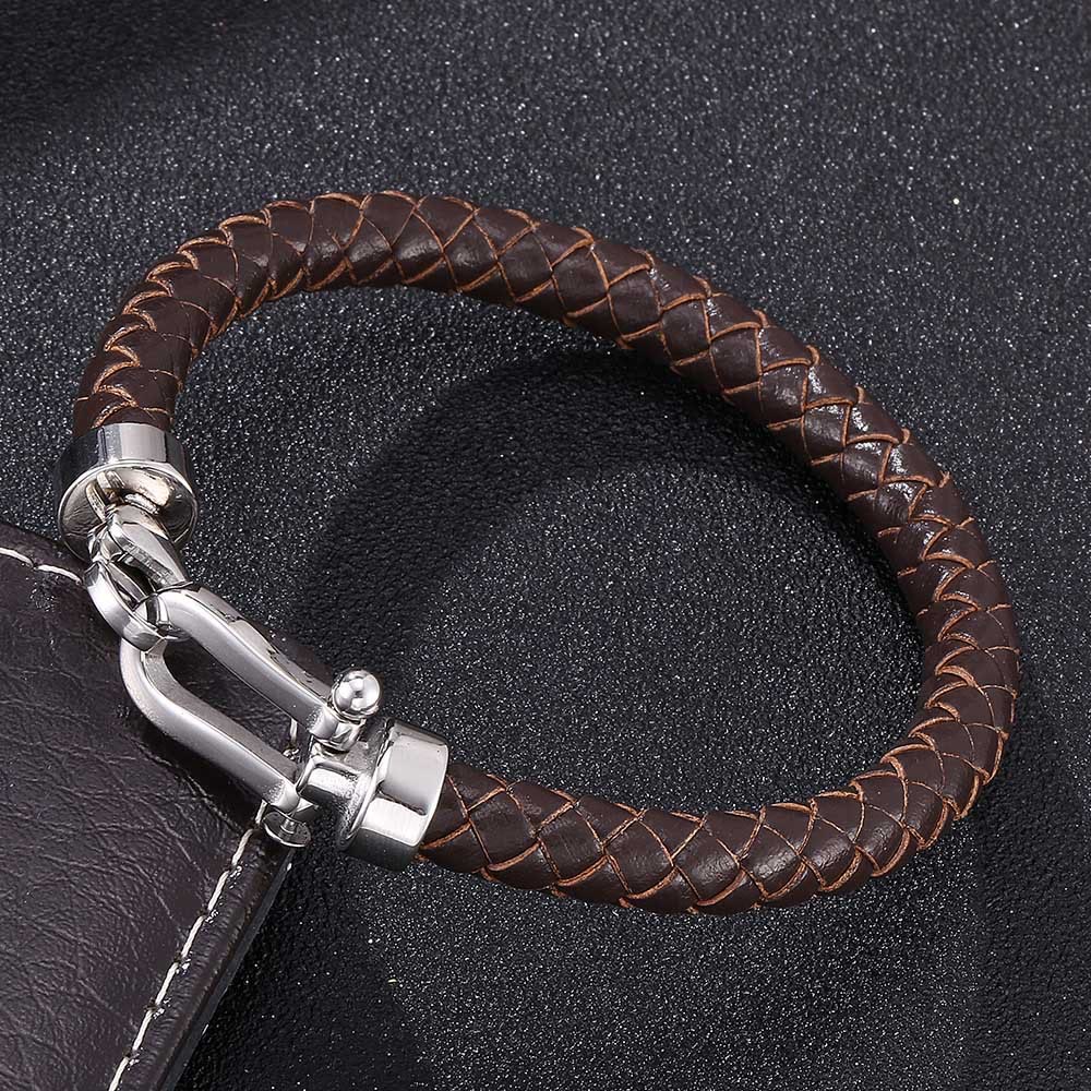 WorldNorse Lobster Claw Clasp Braided Leather Bracelet - Brown - 24cm - image 0
