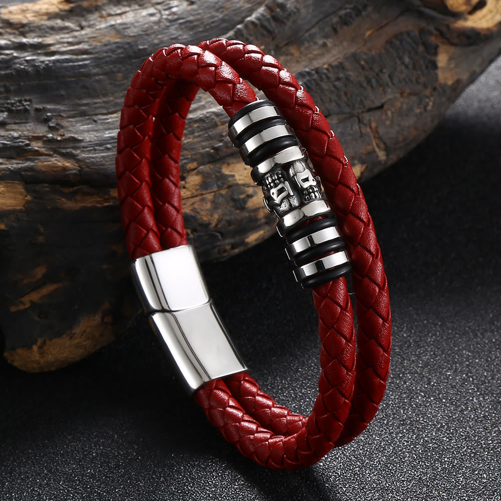 WorldNorse Ghost Head Magnetic Bracelet - Red - 23.5cm - image 5
