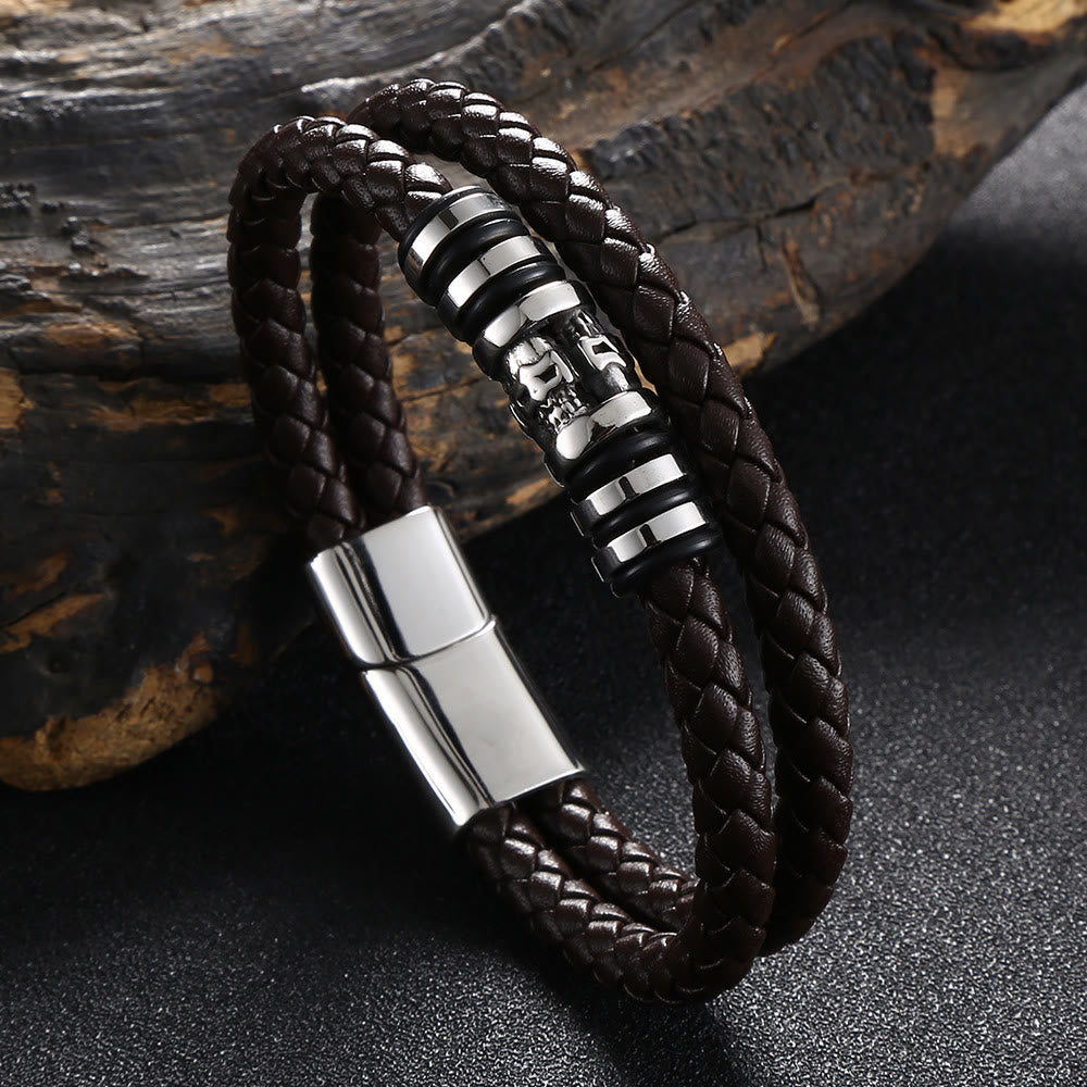 WorldNorse Ghost Head Magnetic Bracelet - Brown - 23.5cm - image 8