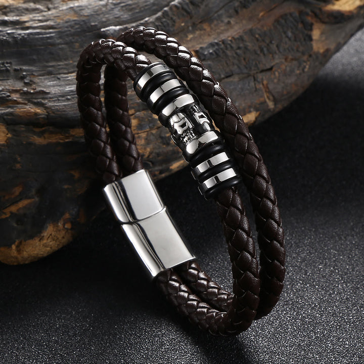 WorldNorse Ghost Head Magnetic Bracelet - Brown - 23.5cm - image 8