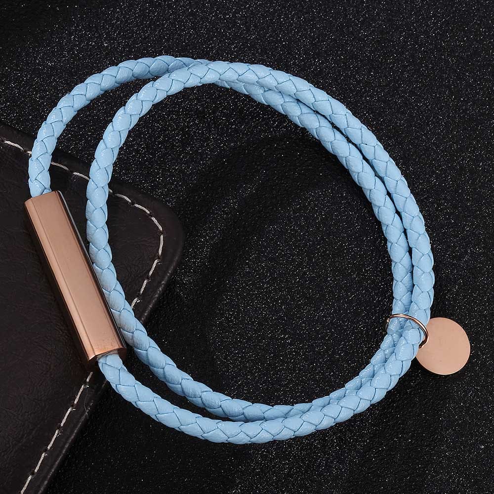 WorldNorse Leather With Rose Gold Accents Magnetic Bracelet - Sky Blue - 45.5cm - image 4