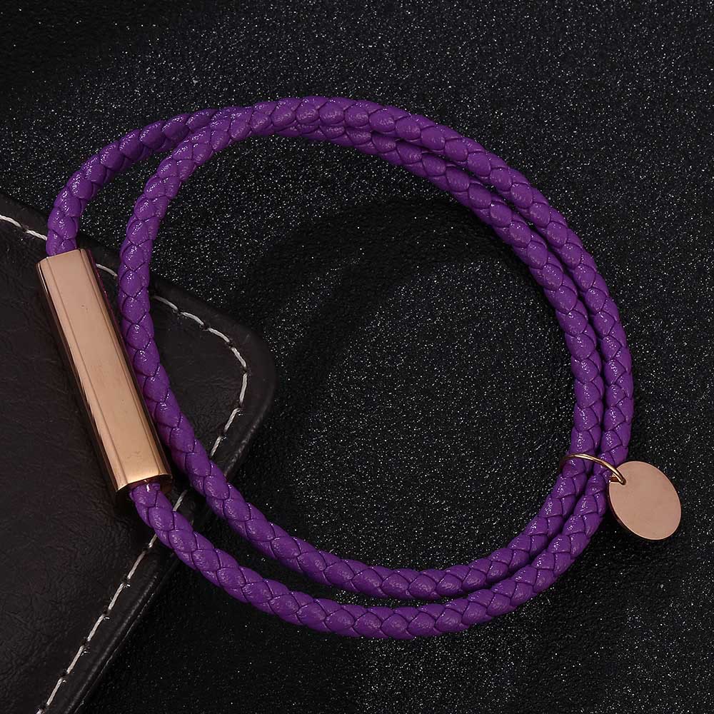 WorldNorse Leather With Rose Gold Accents Magnetic Bracelet - Purple - 45.5cm - image 4