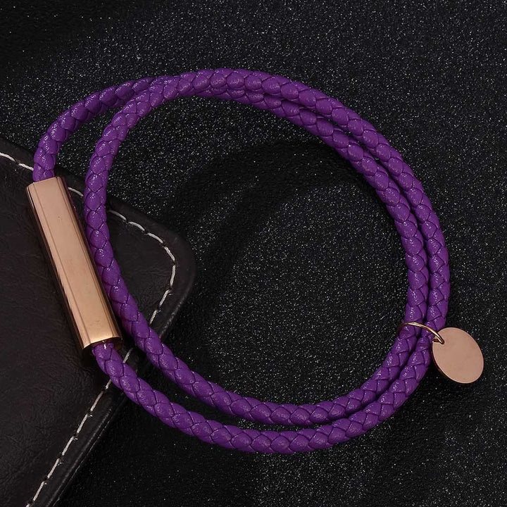 WorldNorse Leather With Rose Gold Accents Magnetic Bracelet - Purple - 45.5cm - image 5