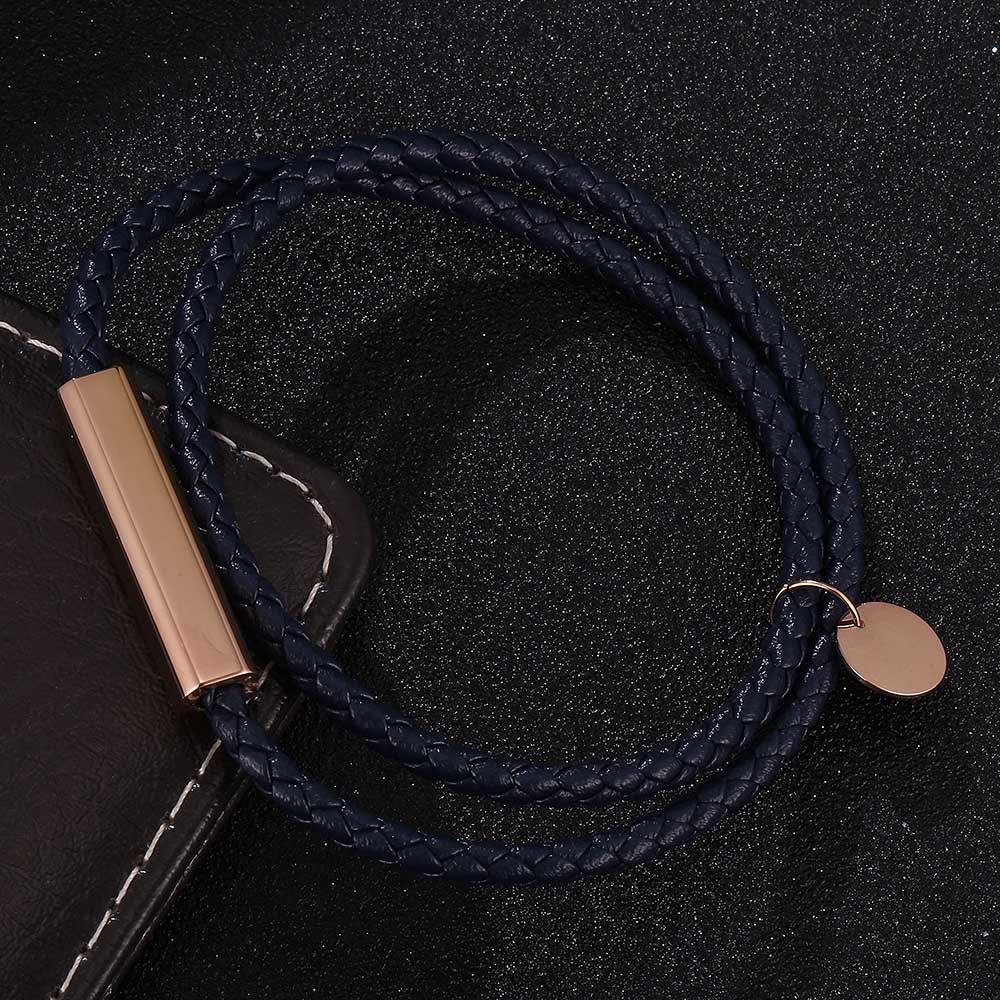 WorldNorse Leather With Rose Gold Accents Magnetic Bracelet - Dark Blue - 45.5cm - image 9