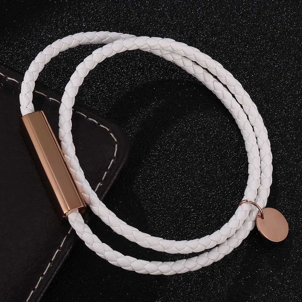 WorldNorse Leather With Rose Gold Accents Magnetic Bracelet - White - 45.5cm - image 8