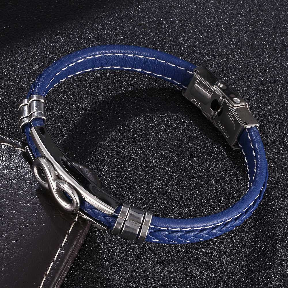 WorldNorse Infinity Eight Leather Bracelet - Blue - 22.5cm - image 4