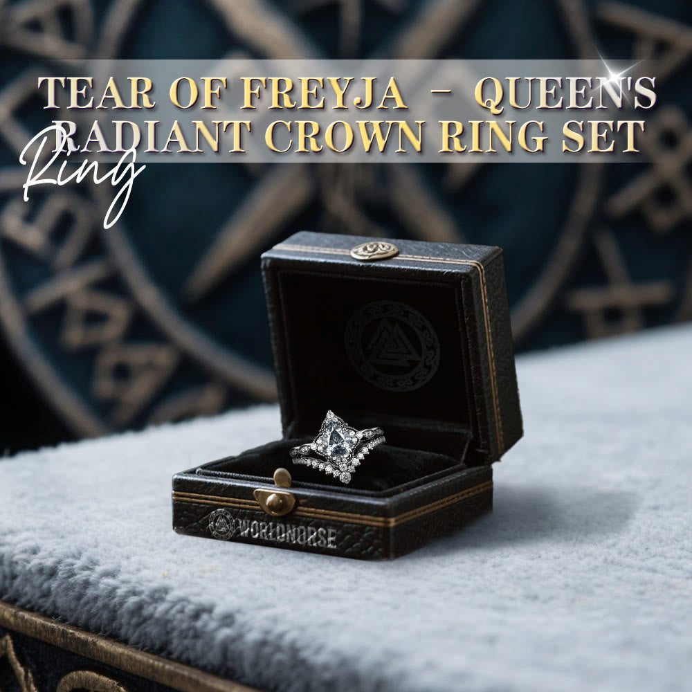 WorldNorse Tear of Freyja – Queen's Radiant Crown Ring Set - image 2