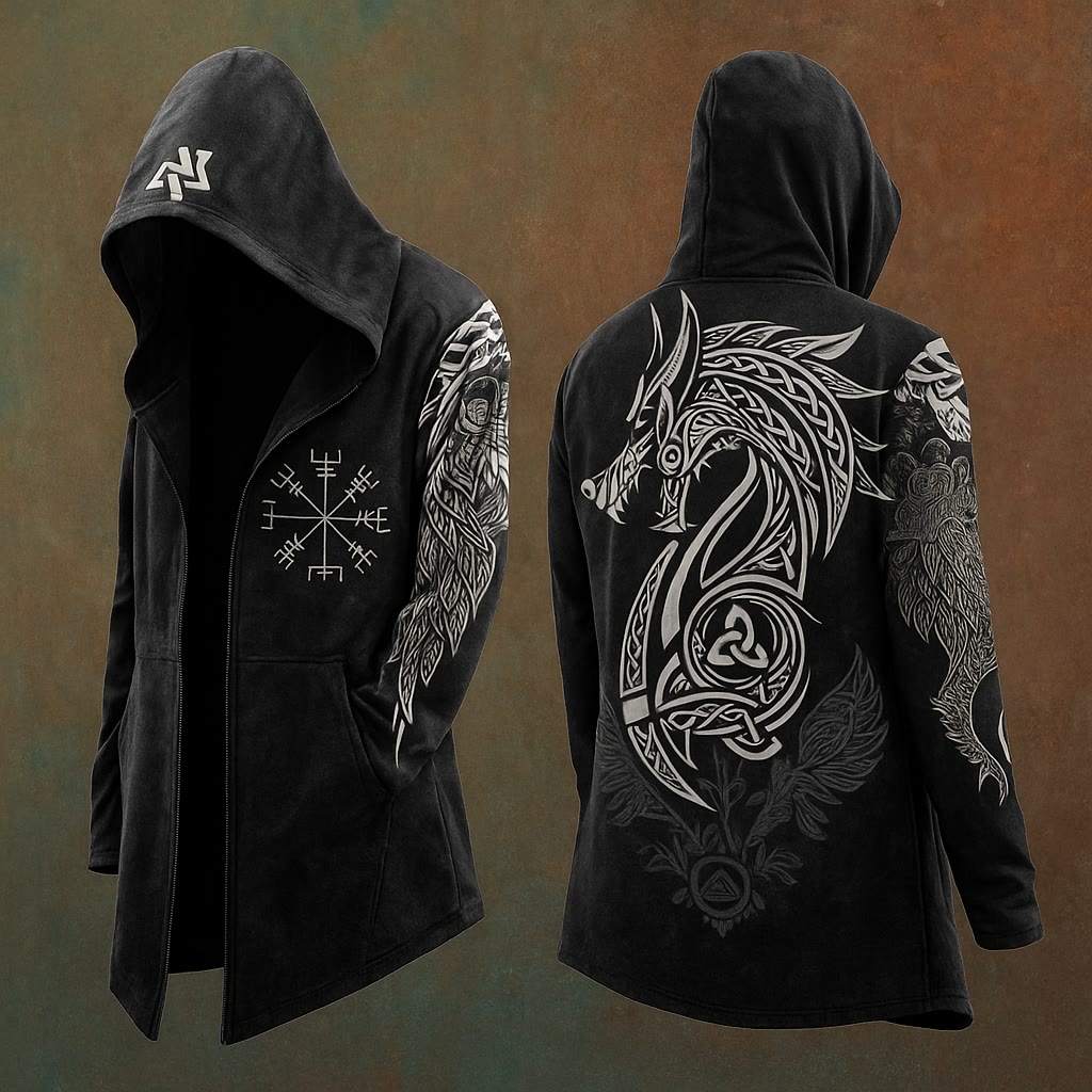WorldNorse Viking Dragon Celtic Totem Hooded Jacket - US/UK/AU48，EU58 (4XL) - image 1