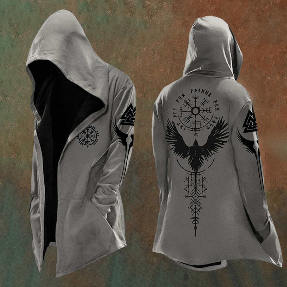 WorldNorse Raven Vegvisir Totem Hooded Jacket - US/UK/AU48，EU58 (4XL) - image 1