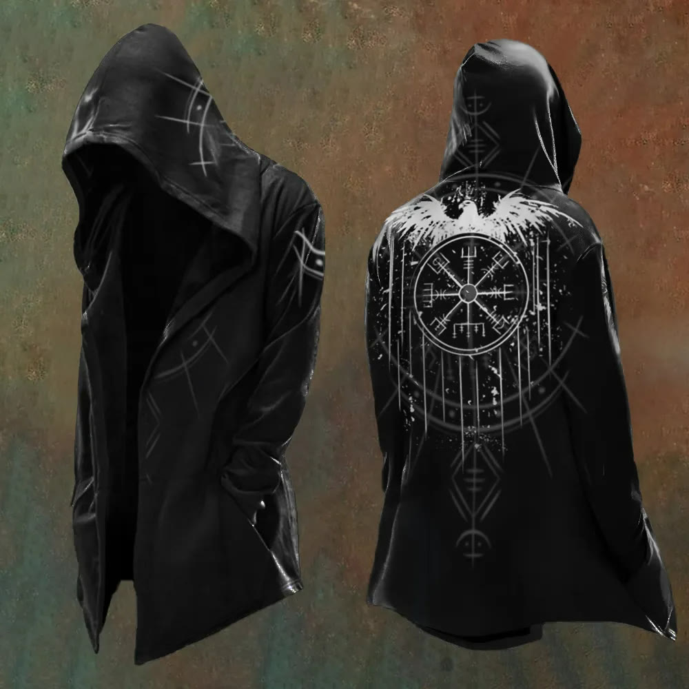 WorldNorse Viking Vegvisir Raven Hooded Jacket  - US/UK/AU48，EU58 (4XL) - image 0